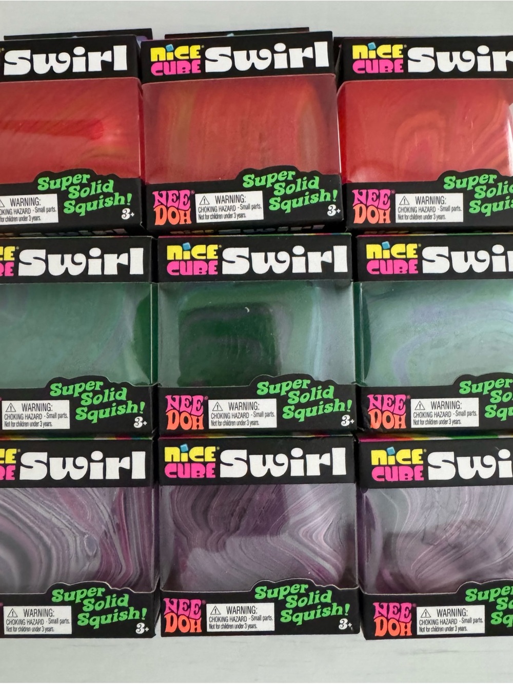 Nice Cube Swirl Super Solid Squish! Swirl Cubes - Red, Green, Purple